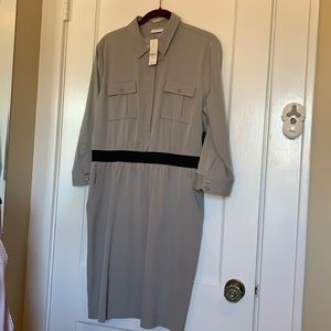 New York & Company Gray Shirt Dress Large